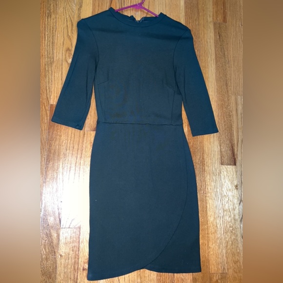 Topshop Dark Green Mini Dress with 3/4 Sleeves Size 6 Stretchy Soft Material - Picture 5 of 5
